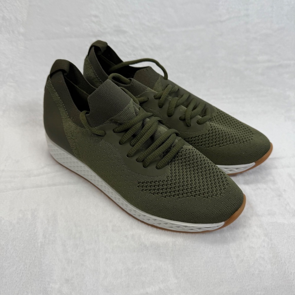 J/Slides Urban Sport Olive Green Knit Sneakers Lace Up Casual Shoes 7W